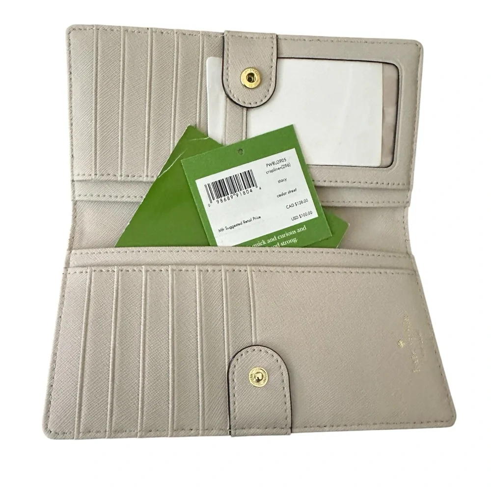 KATE SPADE CEDAR STREET Bifold Cedar Street Wallet in Crisp Linen NEW MSRP $100